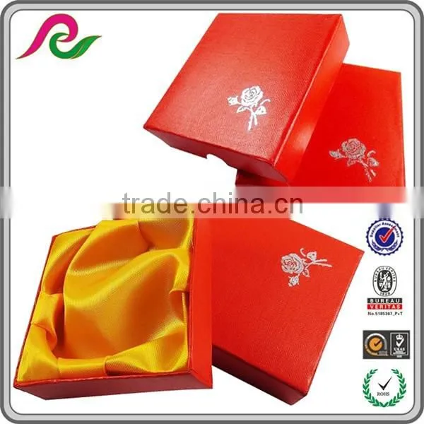 Red Cardboard gift box with gold logo foil for jewelry packing