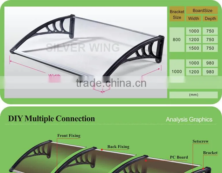 Windows awning,DIY Plastic polycarbonat Awning Shade accessories parts for window and canopy