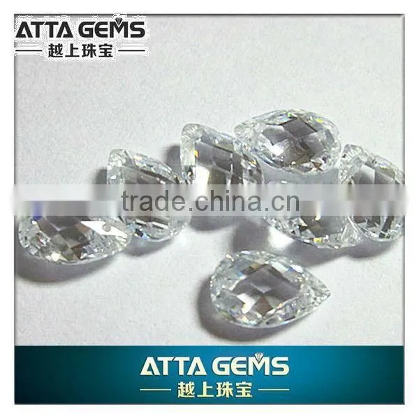 Pear checkerboard cut cute white cubic zirconia