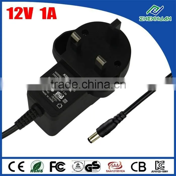 ZF120A-1201000 UL listed AC/DC adaptor 12V 1A power adapter with US plug