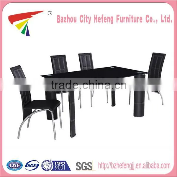 2014 hot sale fashion black leather formal luxury dining table set
