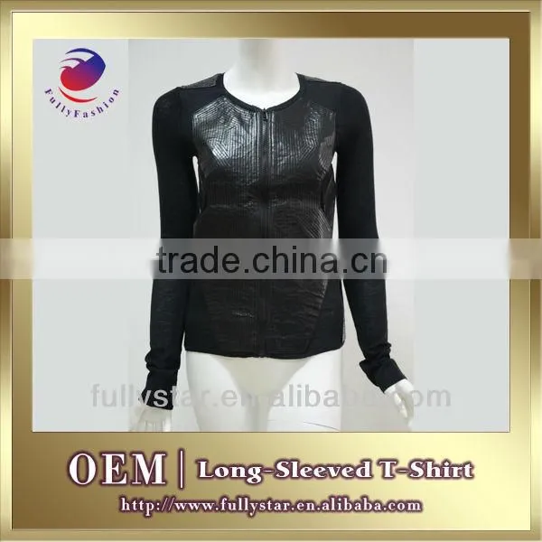 hoody jacket women long sleeve round neck with emb