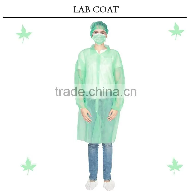 medical disposable cool lab coats cheap Nonwoven top green antistatic lab coats