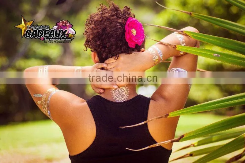 2016 hot Factory quality golden tattoo sticker, metallic tattoo gold temporary tattoos