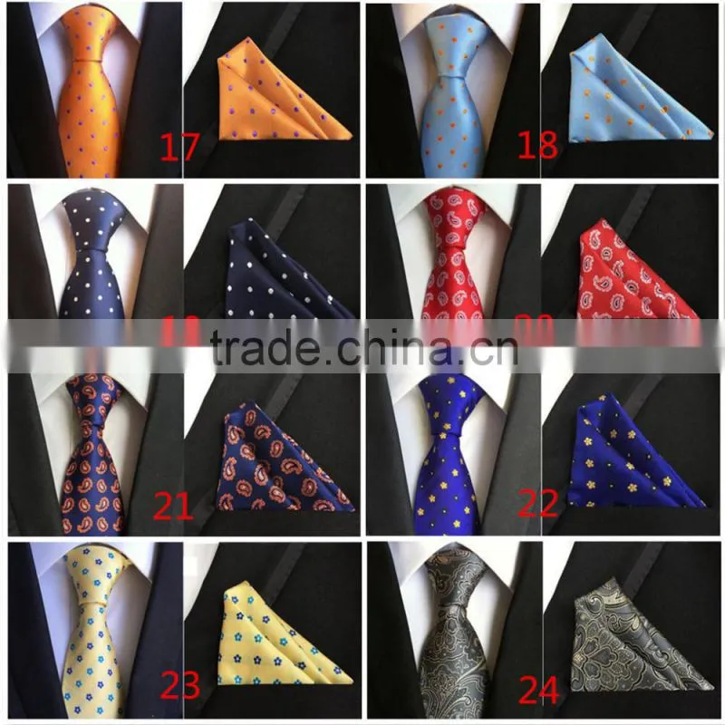 Stylish Polyester Silk Necktie Mens Tie Set With Hanky For Gift
