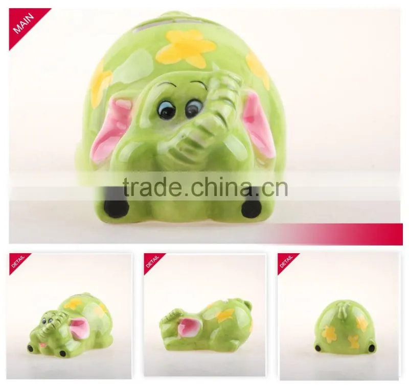 Hot sale wholesale Elephant shape novelty piggy bank with hand painted