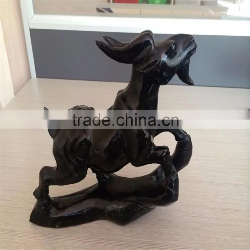 Obsidian sheep figurine Chinese zodiac animal carvings