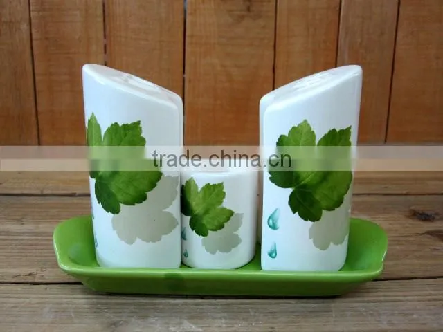 Household Ceramic Teapot with Green Leaves Decal