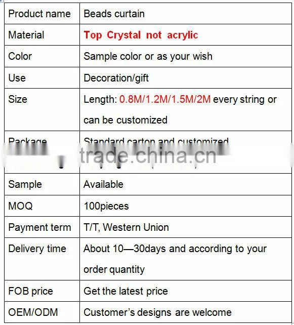crystal glass Eco-friendly beads curtain for hotel store shop coffee or home decoration hanging door beads curtain