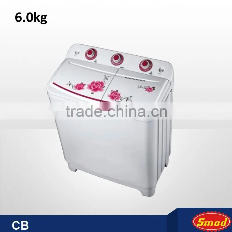 6.0kg two tubs decorated plastic washing machine with spin dryer