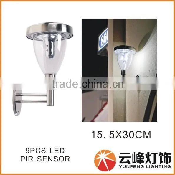 Patent design outdoor 13LED high lumen solar wall lamp motion sensor solar light