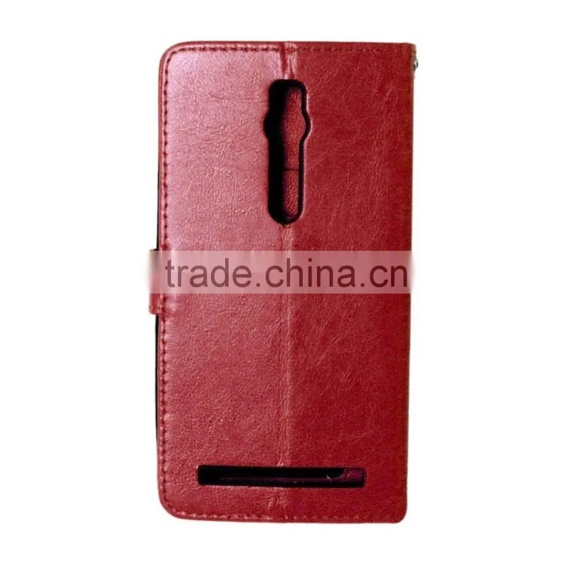 PU Leather Cell Phone Flip Wallet Kickstand Case for ASUS ZenFone 2