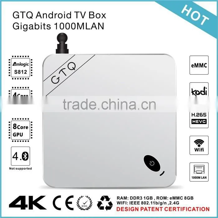 Original GTQ android tv box Amlogic S812 quad core GTQ android tv box support 4K and H.265