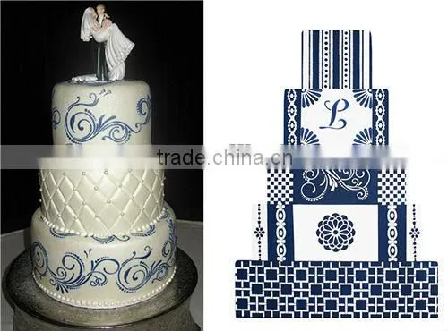 Five Scroll cake stencil set,cake decorating stencil,classic cake side design