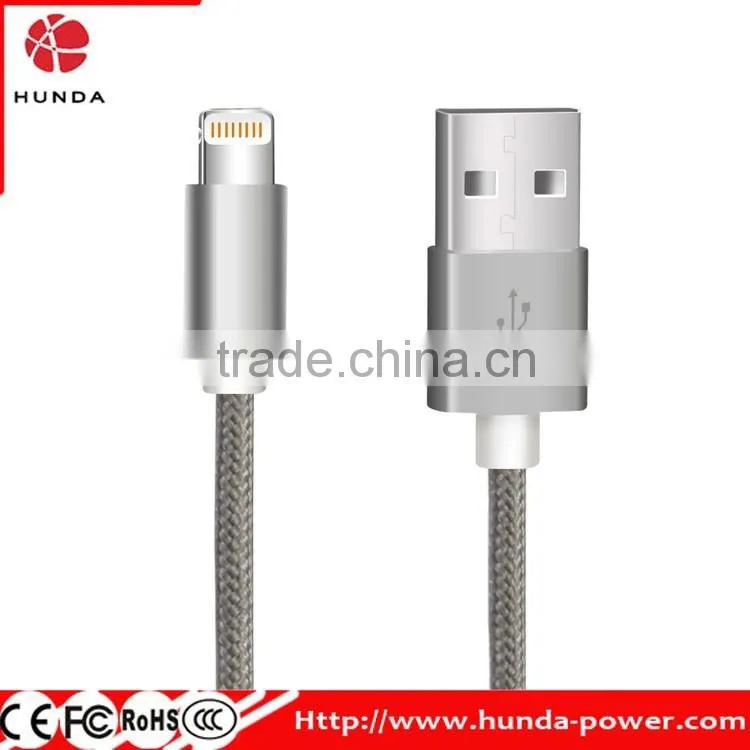 HUNDA Factory High Quality 3.3ft MFI certified USB Charging Cable - Gray