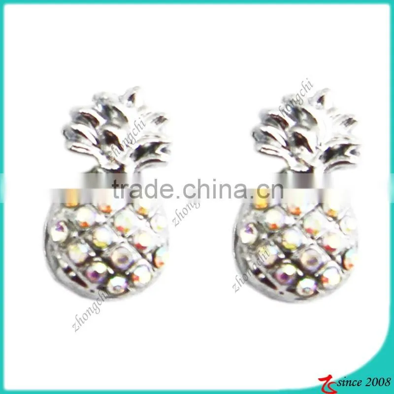 Metal Silver Shiny Crystal Rhinestone Paw Charm