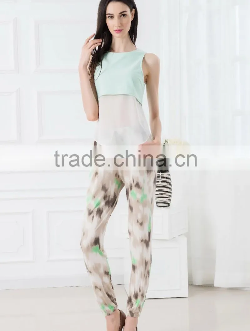 Cheap price woman tops and pants colour combination suits tank tops with pants fashion designs suits casual wear