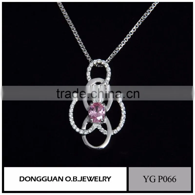 High Quality Pink Zircon Necklace /Silver Necklace/Necklace Women Wholesale