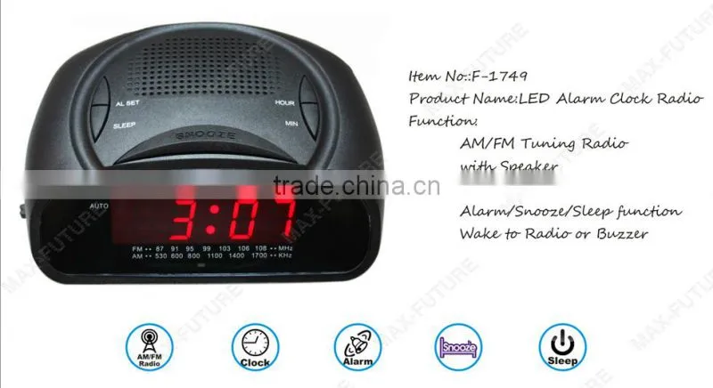 0.6'' Red LED Digital Alarm Clock with Portable AM/FM Radio