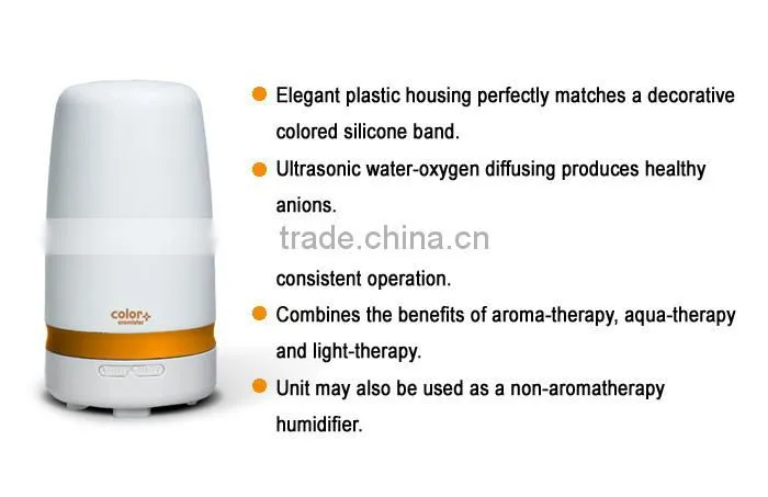 COLOR+ AROMISTER Ultrasonic Aroma Diffuser,electric aromatherapy nebulizer w/timer, 7-color LED & silicone band