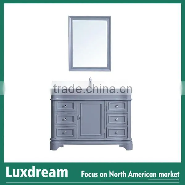Double mirrors ice grey 60" bathroom vanity for North America