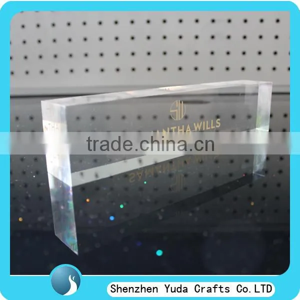 30mm thick acrylic block crystal polished clear block, simple design transparent lucite block stand
