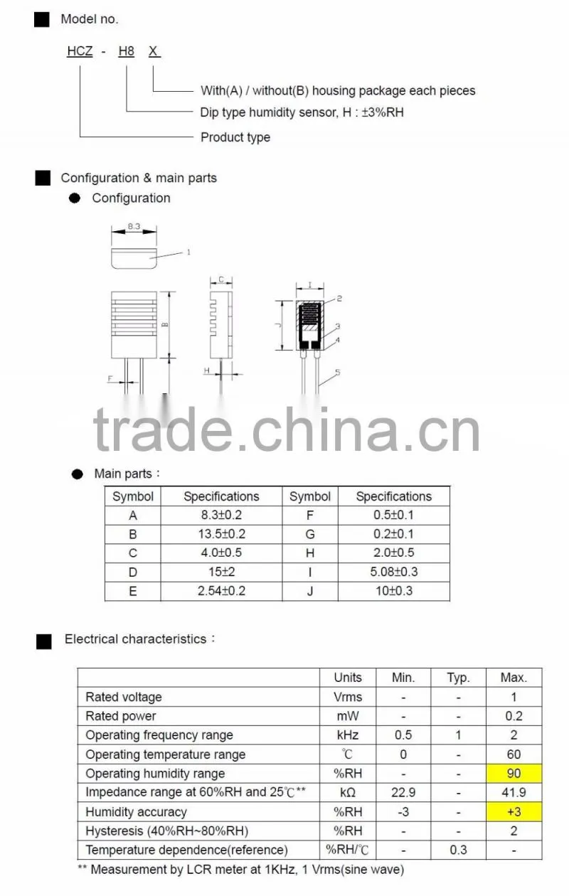 H8B RoHS Certificate Shell Protected Humidity Sensor IC