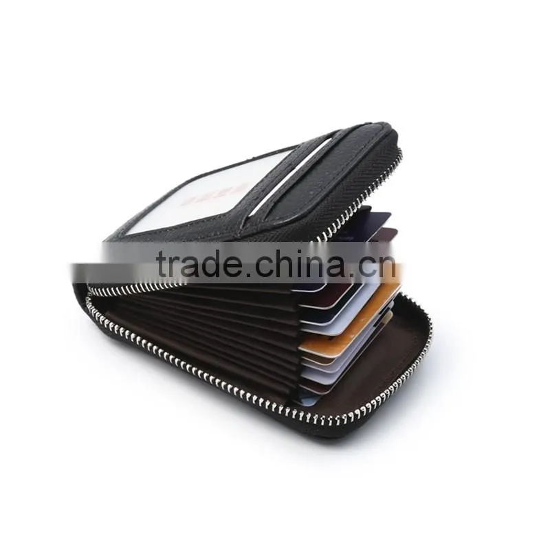 Guangzhou factory wholesale many slot card holder with leather material