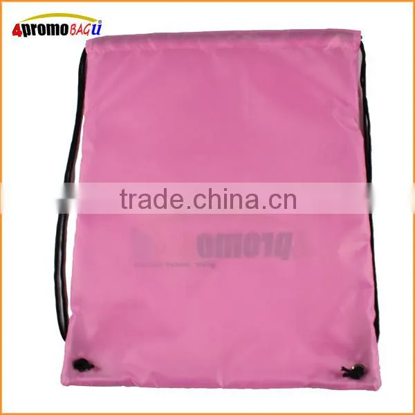 2015 Pink polyester sport drawstring bag
