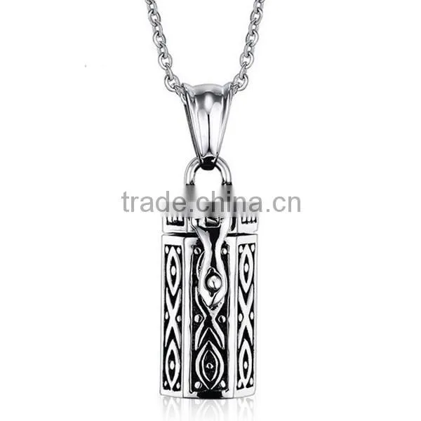 Retro Cuboid Ashes Stainless Steel Pendant Necklace