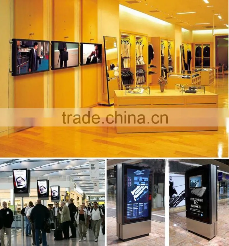 Marketing advertising equipment 42 inch indoor floor standing android touch screen digital full hd woode kiosk