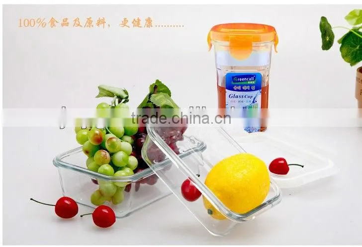 3pcs airtight square glass food storage container