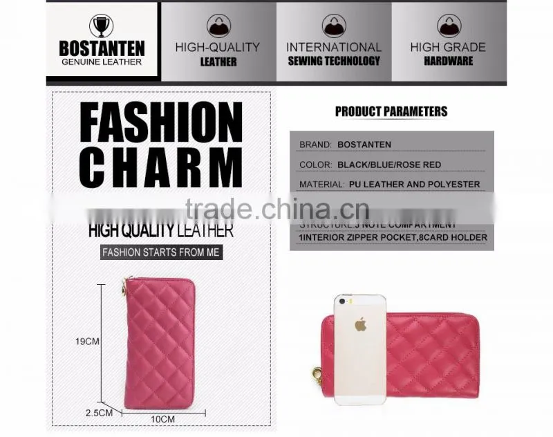 fashion plaid leather hand purse for women