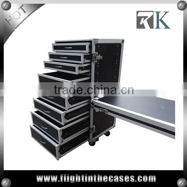 RK 8 Drawer Flight Tool Case -- 3 X 2U, 3 X 3U, 2 X 4U, WITH FLXIBLE PANEL AND SIDE DESK