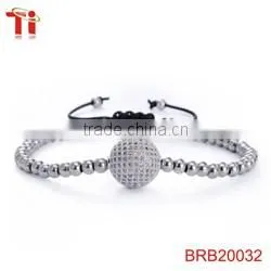 new products 2016 heart 316l stainless steel bracelet girls inlay zircon crystal beads bangle fashion custume jewelry for women