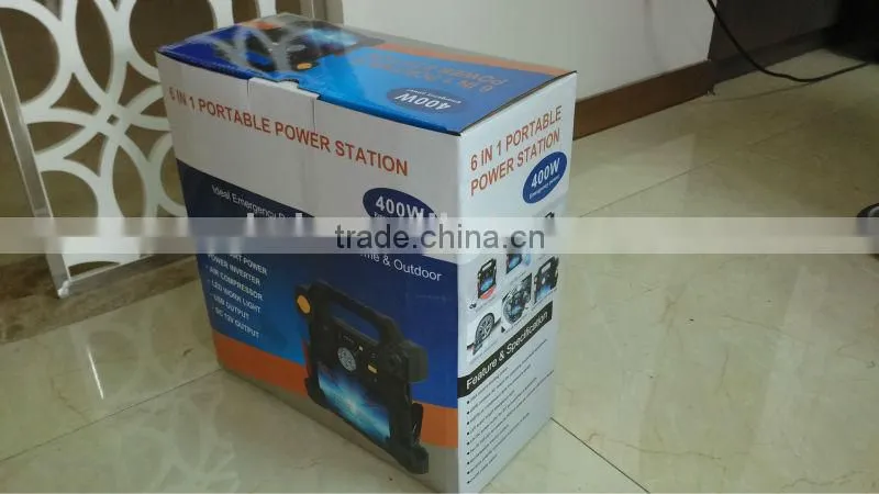 6 in 1 portable power station, air pump, solar charging power