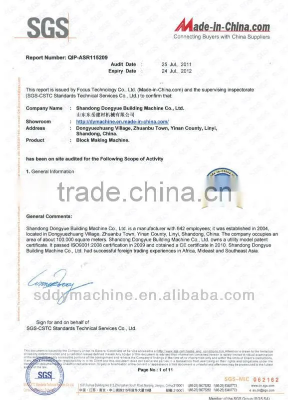 Hot selling fly ash aac brick machine for wholesales