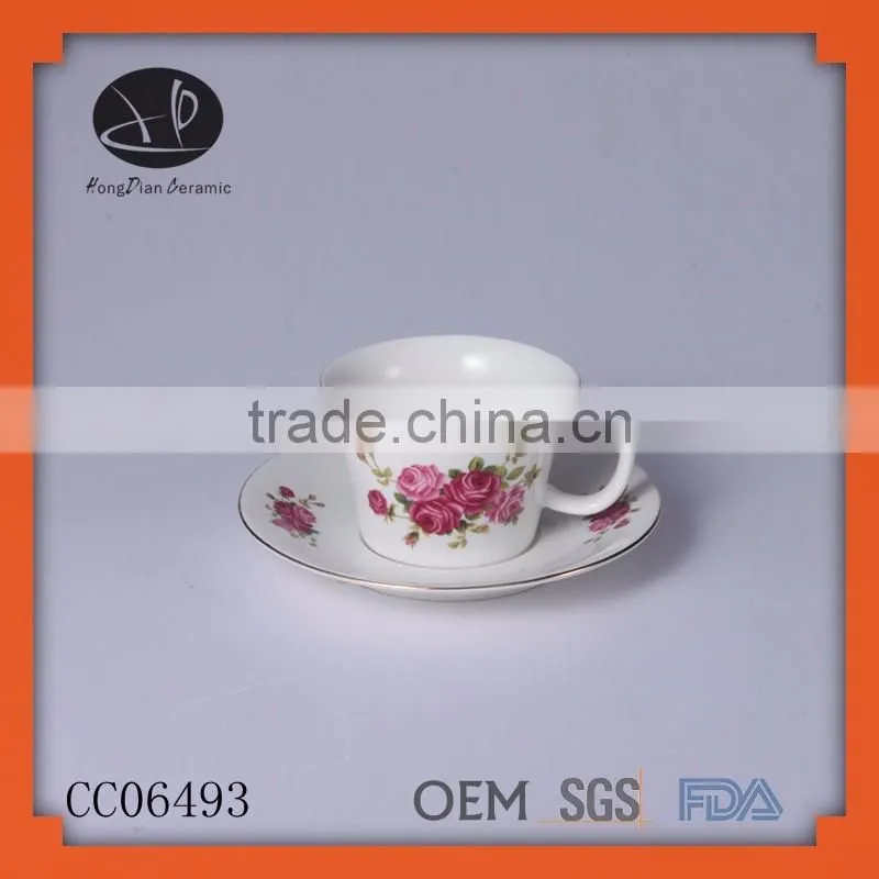Tea Set china gold rim tea cup and saucer,bulk china tea cups and saucer with decal