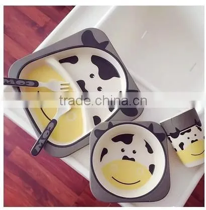 2016 hot sale biodegradble bamboo fibre kid's dinner set