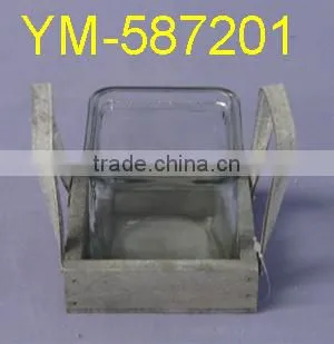 Good selling Garden Product Wooden Flower pot and Wooden Candle holder,with glass.