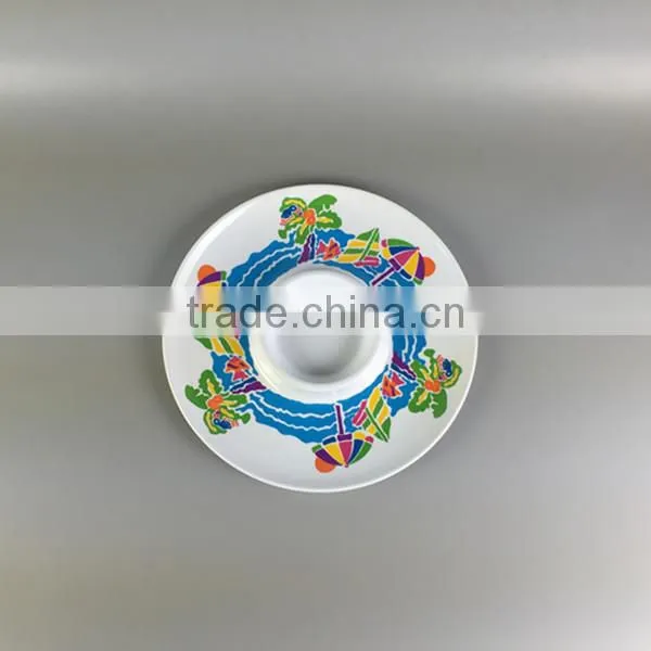 Fashion design holiday seabeach print plastic dip, round party divided plastic plates