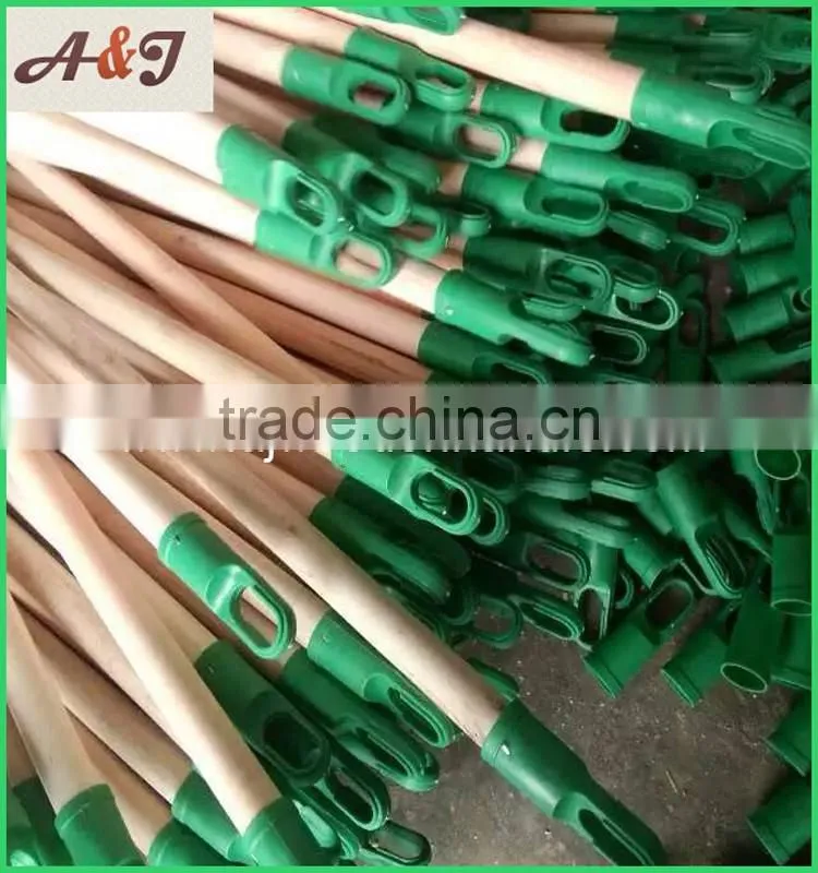 Natural Wooden Mop Handle with Plastic Italian Screw and Long Cap