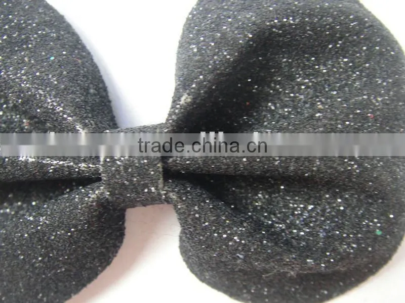 CF0162 Fashion handmade glitter black bow cloth flowers for kids
