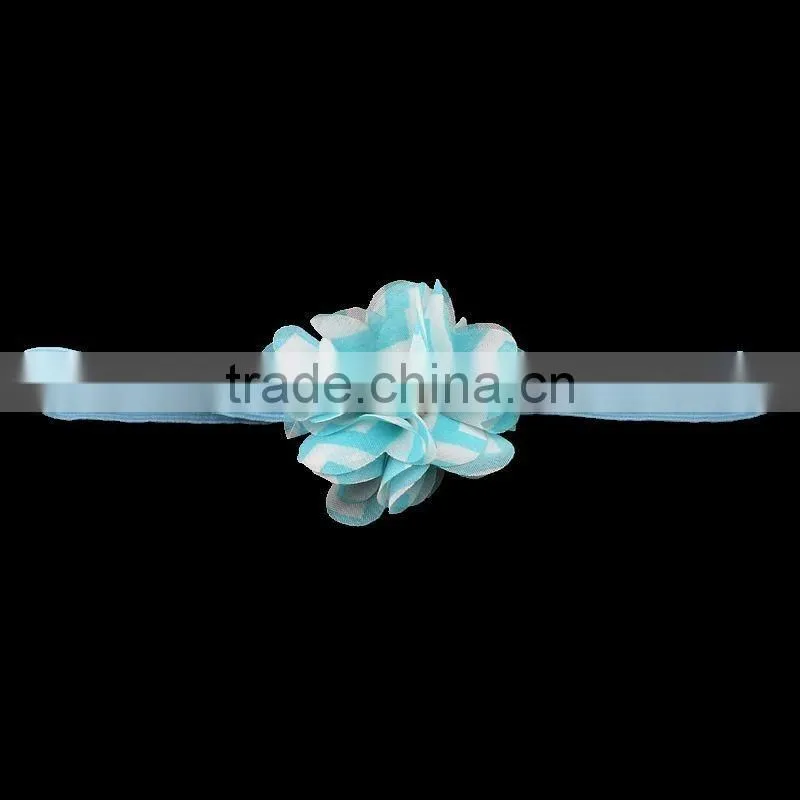 fabric chiffon flower headband with pearl beads center for kids hair accessories