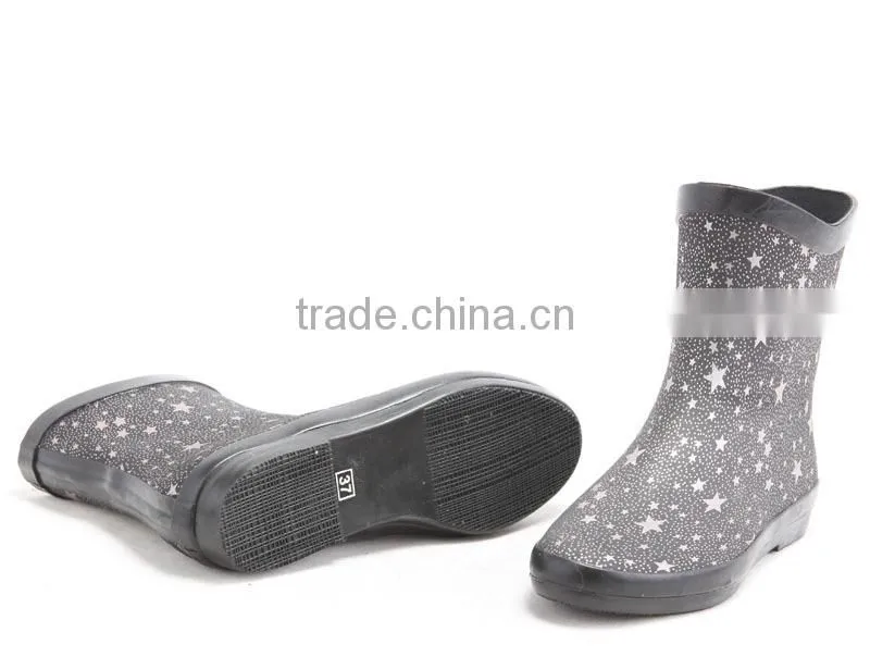 Fabric rain boots with flower fabric upper