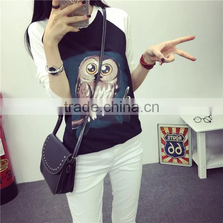 custom lady fashion basic t-shirt with long sleeve