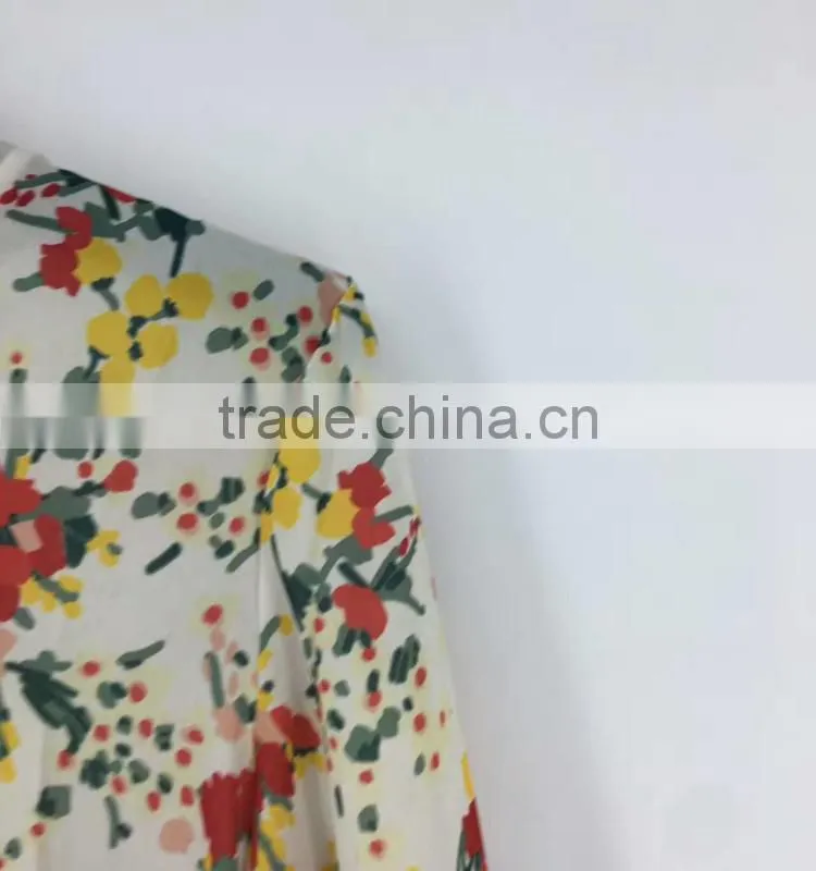 China supplier clearance stock lots women flower print chiffon blouse