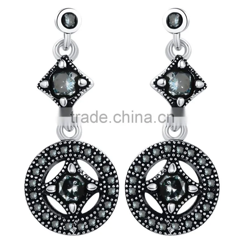 black gold color black zircon circle women jewelry party drop earring