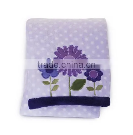 Trade assurance applique velour throw custom baby swaddle knitted soft cotton blanket