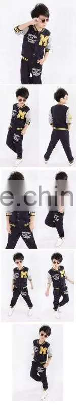 Fashion New New Style Boys Clothing Set Kids Letter M 2 pcs Cotton Coat And Child Pants For Fall And Winter Wear